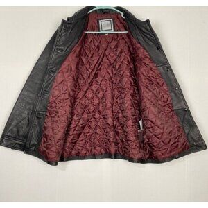 Black Leather Jacket Women Size M Excelled Collection Classy Buttons Pockets